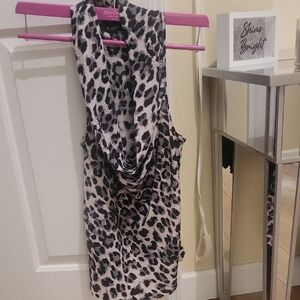 Guess Black and Gray Leopard Print Top. Size Medium.